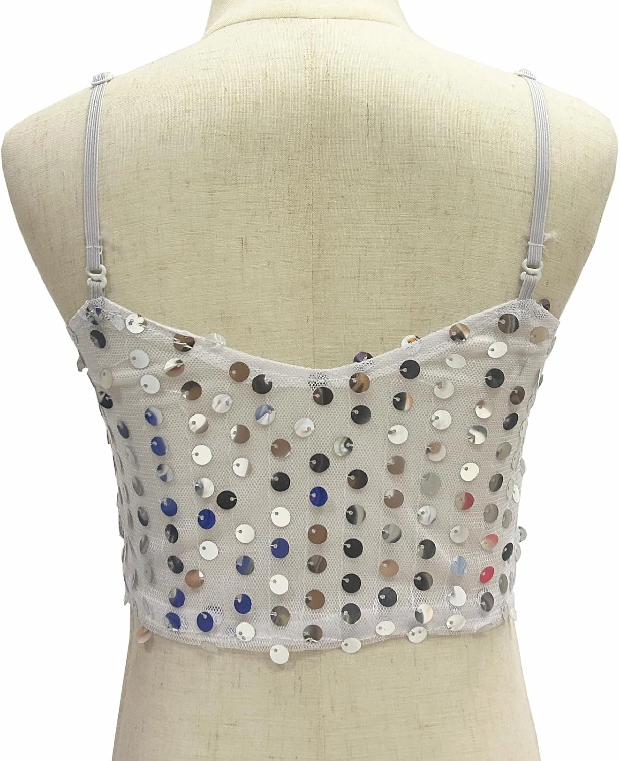 Kids Girls Sequined Camisole Crop Tops Sleeveless V Neck Vest Stage Performance Bra Hip Hop Jazz Top