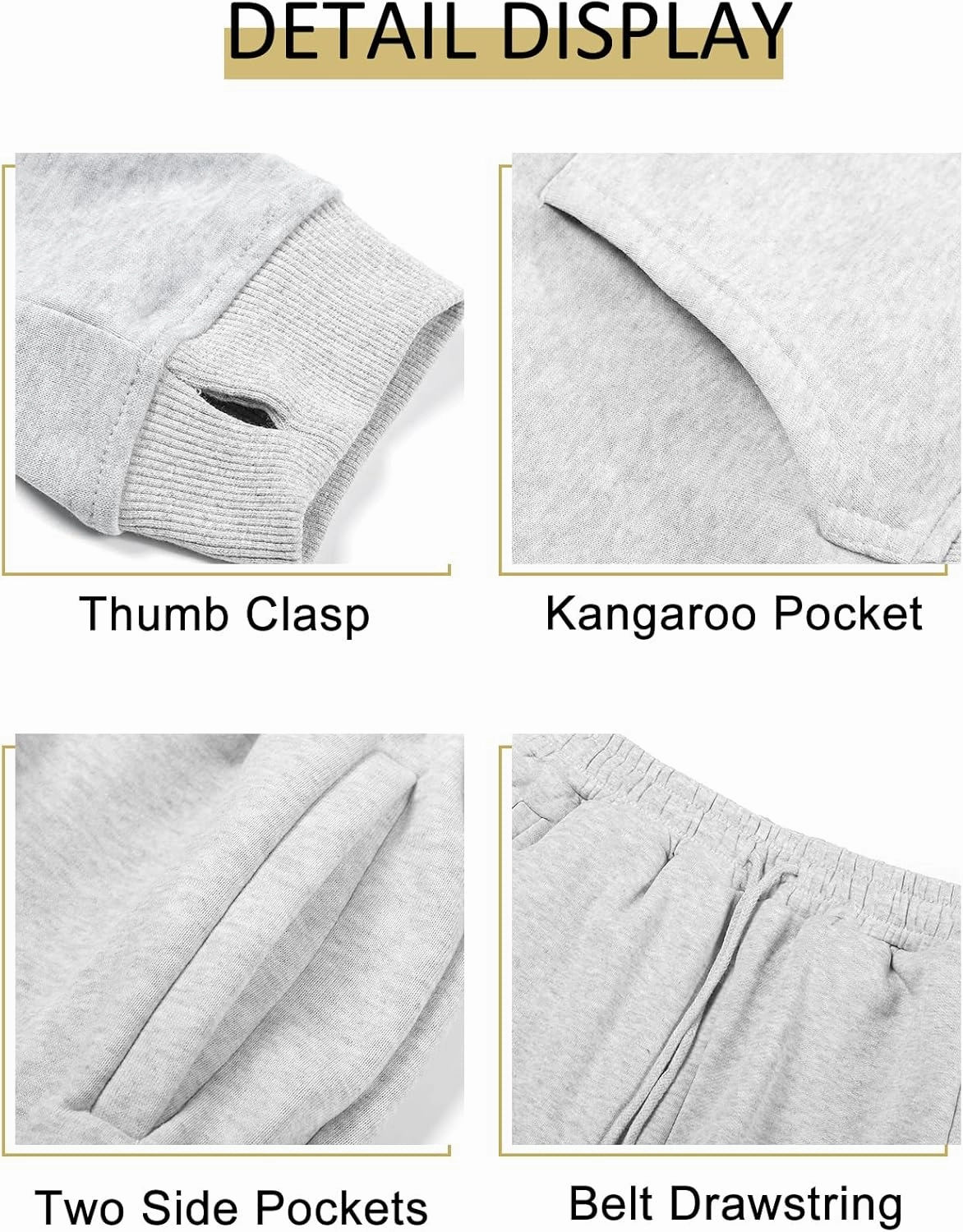 Kissonic Women's Fleece Jogger Sets 2 Pieces Sweatsuits Outfits Crop Top Hoodies Jogger Pants