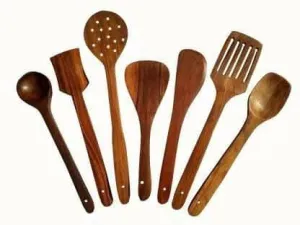 Kitchen Tool Wooden Cooking Spoons and Spatulas (Pack of 7)
