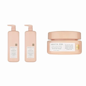 Kristin Ess Hydrating Shampoo   Conditioner Set with Deep Conditioner Hair Mask - Moisture, Softness, Shine - Avocado, Castor, Coconut Oils - 33.8 fl oz