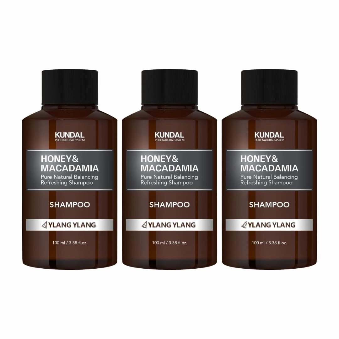 Kundal Ylang Ylang Honey & Macadamia Shampoo Sulfate Free for Damaged Hair with Argan Oil Travel Size 100ml (3EA/SET)