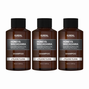 Kundal Ylang Ylang Honey & Macadamia Shampoo Sulfate Free for Damaged Hair with Argan Oil Travel Size 100ml (3EA/SET)