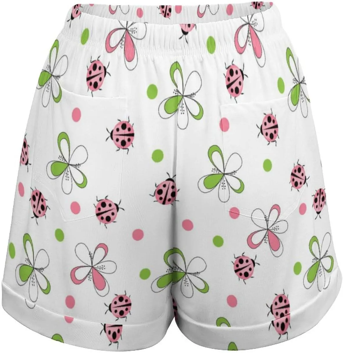 Ladybug Sweat Shorts Bermuda Short Womens Short Pants High Waisted Drawstring Casual Loose Bottom Board Shorts