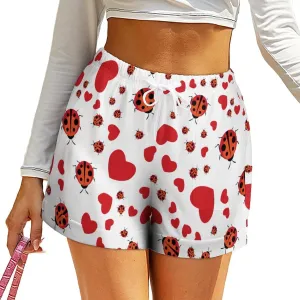 Ladybug Sweat Shorts Bermuda Short Womens Short Pants High Waisted Drawstring Casual Loose Bottom Board Shorts