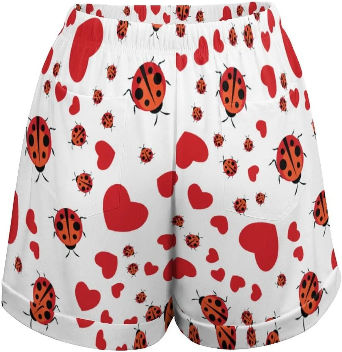 Ladybug Sweat Shorts Bermuda Short Womens Short Pants High Waisted Drawstring Casual Loose Bottom Board Shorts