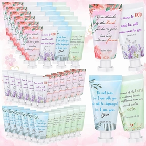 Landhoow 24 Pack Christian Hand Cream Bulk for Women Bible Travel Hand Lotion Set Graduation Religious Bible Verse Gift Set for Church Vbs School Nurse Teacher Wedding Homeless
