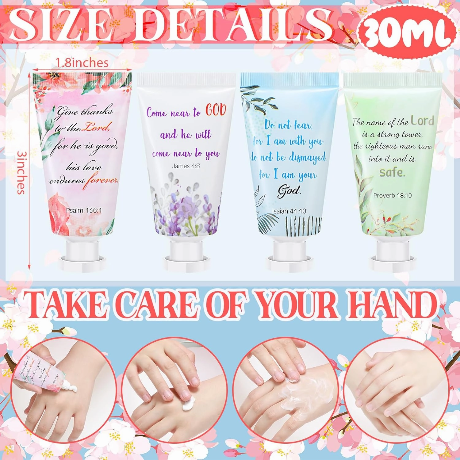 Landhoow 24 Pack Christian Hand Cream Bulk for Women Bible Travel Hand Lotion Set Graduation Religious Bible Verse Gift Set for Church Vbs School Nurse Teacher Wedding Homeless