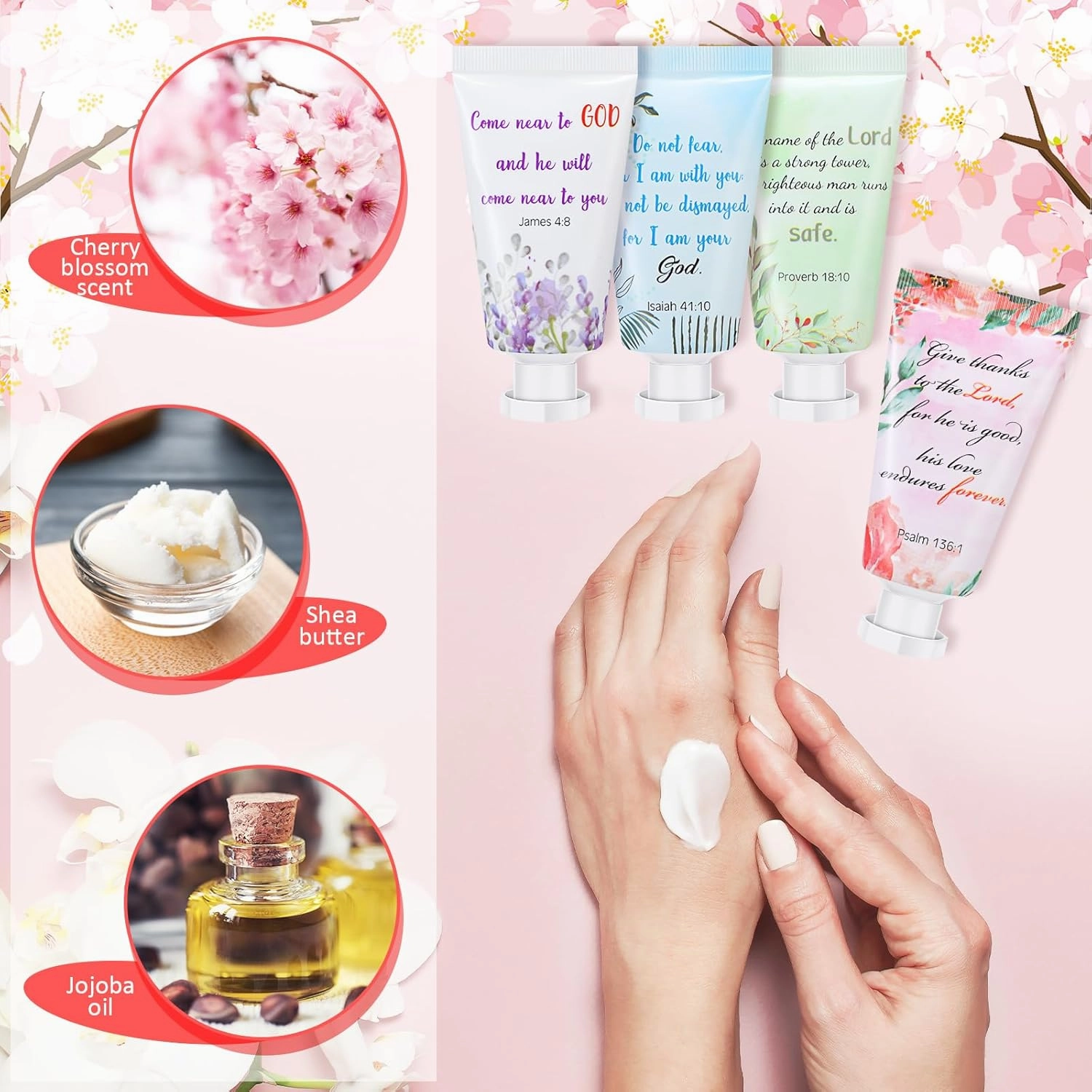 Landhoow 24 Pack Christian Hand Cream Bulk for Women Bible Travel Hand Lotion Set Graduation Religious Bible Verse Gift Set for Church Vbs School Nurse Teacher Wedding Homeless
