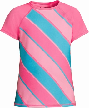 Lands' End Girls Slim Short Sleeve Crew Neck UPF 50 Swim Rash Guard