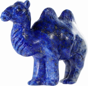 Lapis Lazuli Crystal Camel Statue Carved Small Camel Decor Ornament Pocket Animal Carvings Figurine Healing Stone Sculpture for Home Office Decor Gift,2.5"