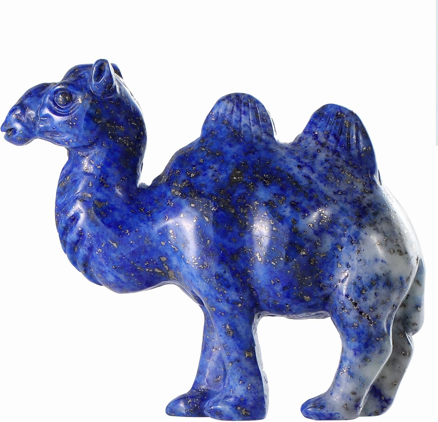 Lapis Lazuli Crystal Camel Statue Carved Small Camel Decor Ornament Pocket Animal Carvings Figurine Healing Stone Sculpture for Home Office Decor Gift,2.5"
