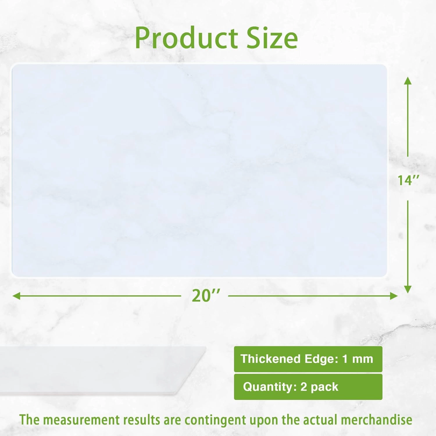 Large Silicone Mats for Kitchen Counter: 14” x 20”(1mm) Clear Non-slip Waterproof Countertop Protector Liner - Non-Stick Baking Mat - Heat Resistant Placemat for Pastry Translucent (2/Pack)