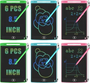 LCD Writing Tablets 6 Pack 8.5" Drawing Pad for Kids with Anti-Losing Strings Toddler Toys Birthday Favor Gifts for Age 3-8 Boys Girls Doodle Board Tablet for Special Education Classroom Must Haves