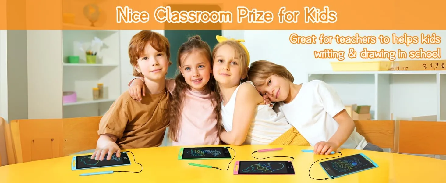 LCD Writing Tablets 6 Pack 8.5" Drawing Pad for Kids with Anti-Losing Strings Toddler Toys Birthday Favor Gifts for Age 3-8 Boys Girls Doodle Board Tablet for Special Education Classroom Must Haves