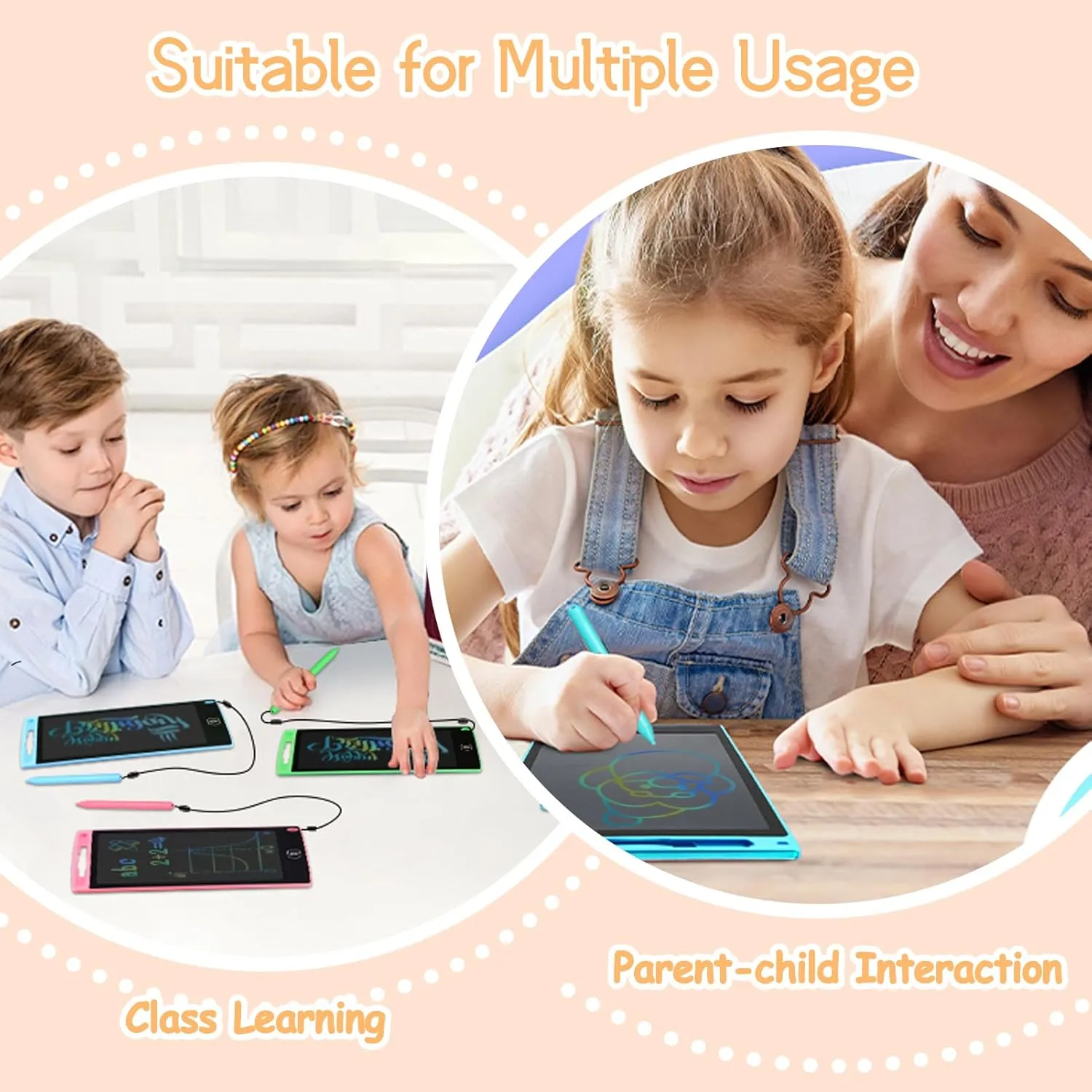 LCD Writing Tablets 6 Pack 8.5" Drawing Pad for Kids with Anti-Losing Strings Toddler Toys Birthday Favor Gifts for Age 3-8 Boys Girls Doodle Board Tablet for Special Education Classroom Must Haves