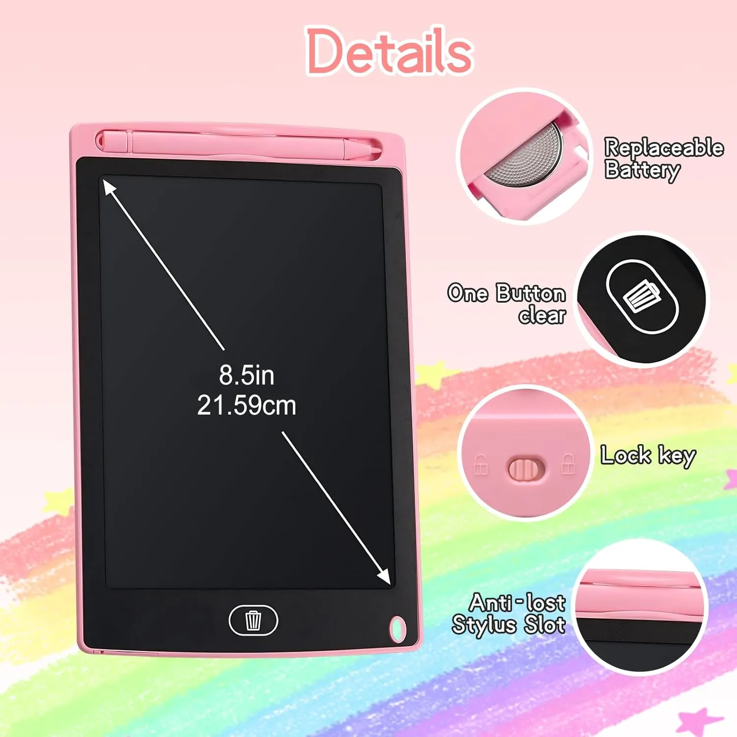 LCD Writing Tablets 6 Pack 8.5" Drawing Pad for Kids with Anti-Losing Strings Toddler Toys Birthday Favor Gifts for Age 3-8 Boys Girls Doodle Board Tablet for Special Education Classroom Must Haves