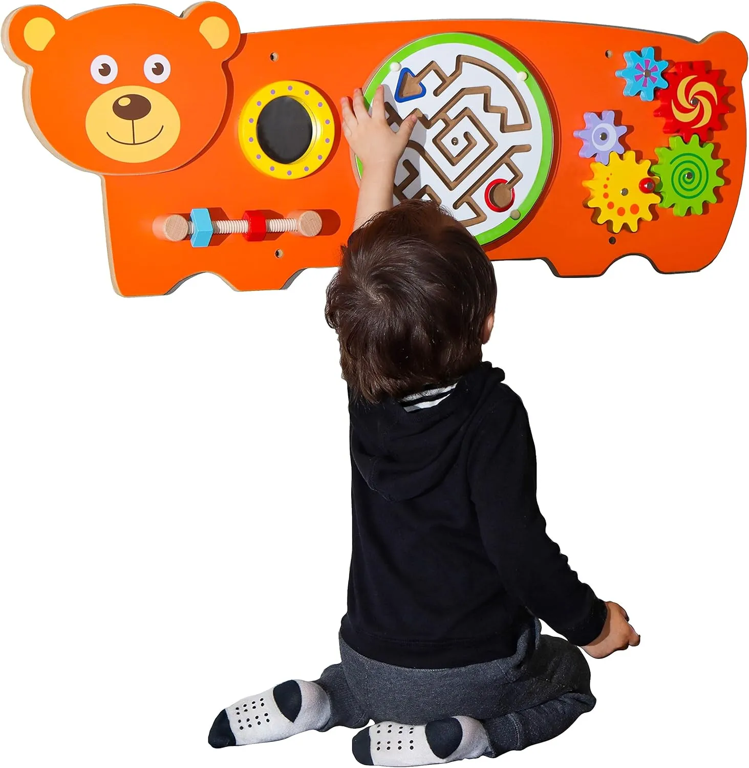 Learning Sensory Wall Toy for Toddlers - Bear Sensory Board Field with Fun Learning Activities - Wall Busy Board Learning Activity Wall Panel Toy for Kids Playroom & Children's Daycare