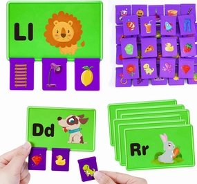 Learning Toys for Kids Ages 3-6: Snap & Match Beginning Sounds Cognitive 12 Letters Flash Cards Kindergarten Classroom Must Have Birthday Gifts Educational Toys for Boys Girls Preschool