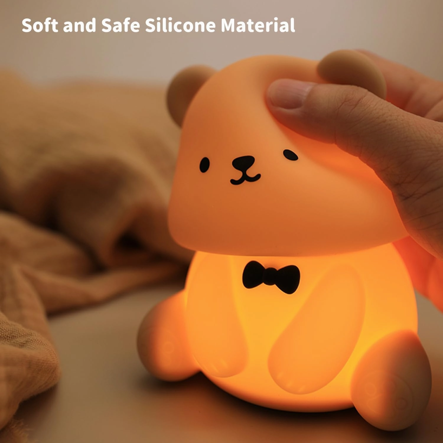 Led Cute Teddy Bear Night Light, Dimmable Nursery Kawaii Lamps, Super Squishy Silicone USB Rechargeable Touch Control Night Lamp, Used for Camping Party Room Decor (Teddy Bear)
