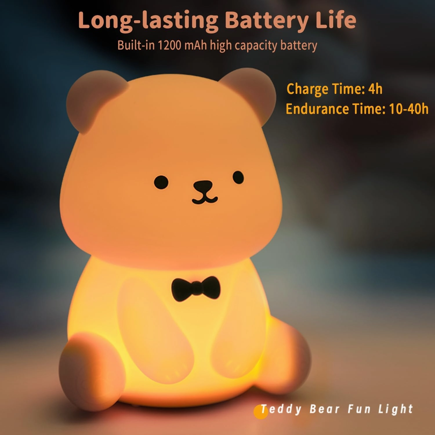 Led Cute Teddy Bear Night Light, Dimmable Nursery Kawaii Lamps, Super Squishy Silicone USB Rechargeable Touch Control Night Lamp, Used for Camping Party Room Decor (Teddy Bear)
