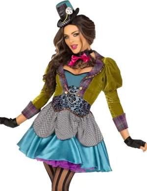 Leg Avenue Women's 3 Piece Deluxe Mad Hatter Costume