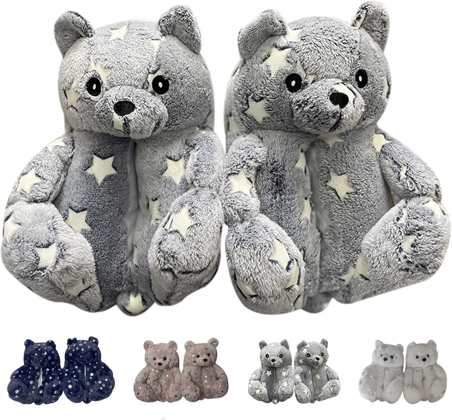 LELEBEAR Teddy Bear Slippers, Plush Animal Slippers Winter Warm Shoes