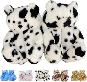 LELEBEAR Teddy Bear Slippers, Plush Animal Slippers Winter Warm Shoes