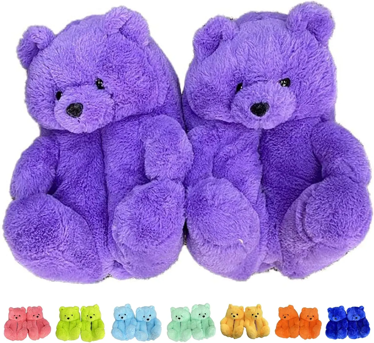 LELEBEAR Teddy Bear Slippers, Plush Animal Slippers Winter Warm Shoes