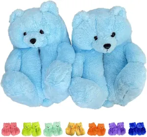 LELEBEAR Teddy Bear Slippers, Plush Animal Slippers Winter Warm Shoes