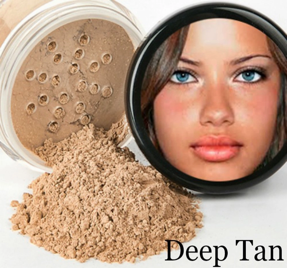 LEOPARD KIT w/BRUSH & BAG (DEEP TAN) Mineral Makeup Set Bare Face Sheer Powder Matte Foundation Cover