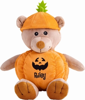Let's Make Memories Personalized Halloween Teddy Bear - Stuffed Animal - Bear in Pumpkin Costume Toy - Customize Name