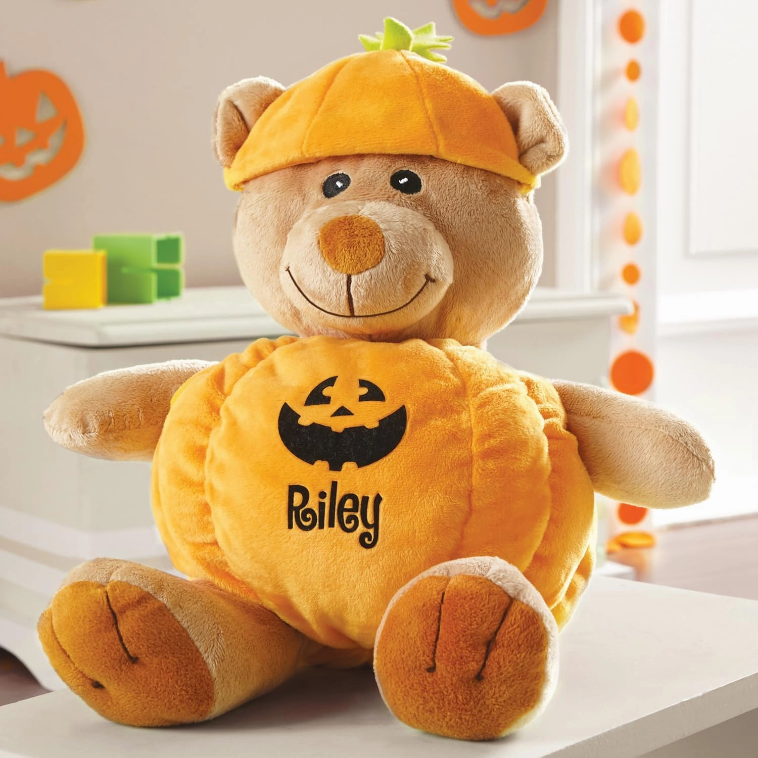 Let's Make Memories Personalized Halloween Teddy Bear - Stuffed Animal - Bear in Pumpkin Costume Toy - Customize Name