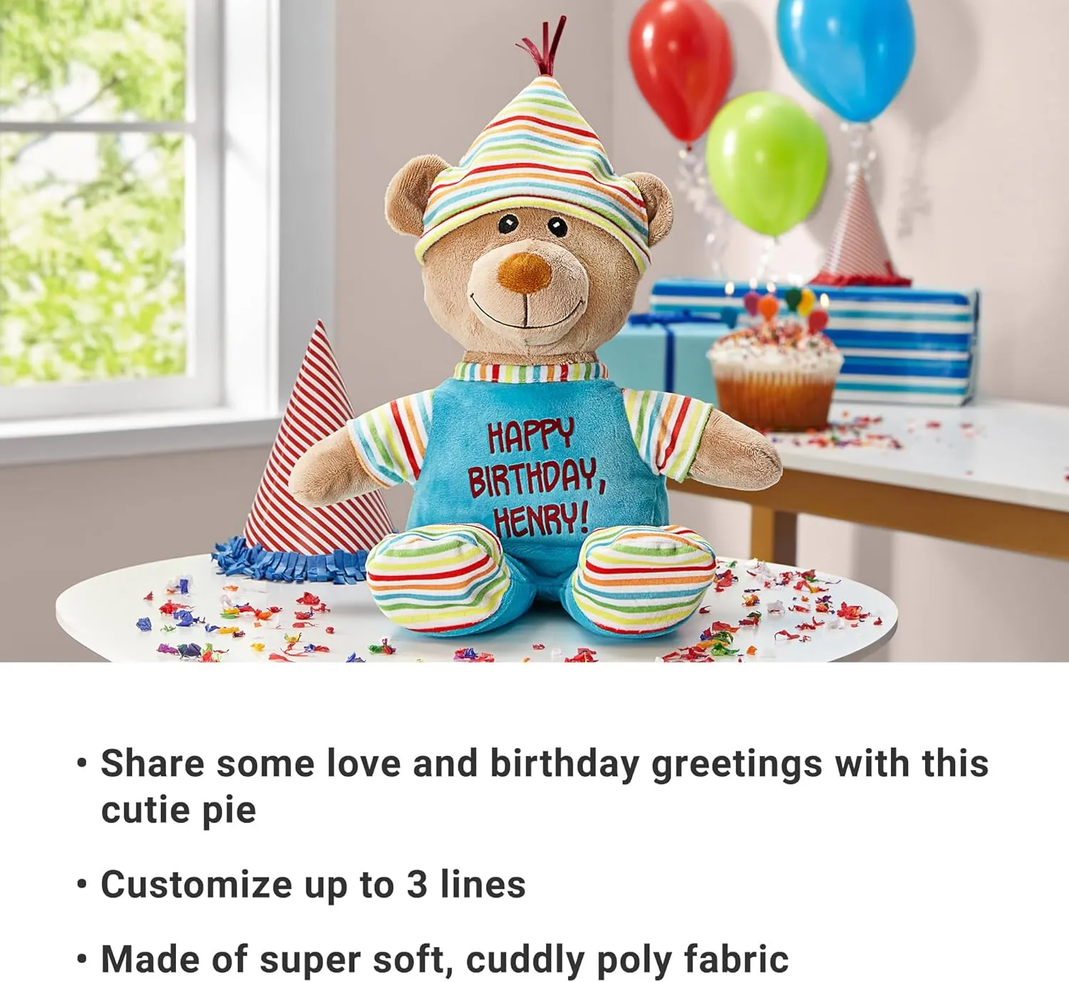 Let's Make Memories Personalized Happy Birthday Plush Teddy Bear - Stuffed Animal