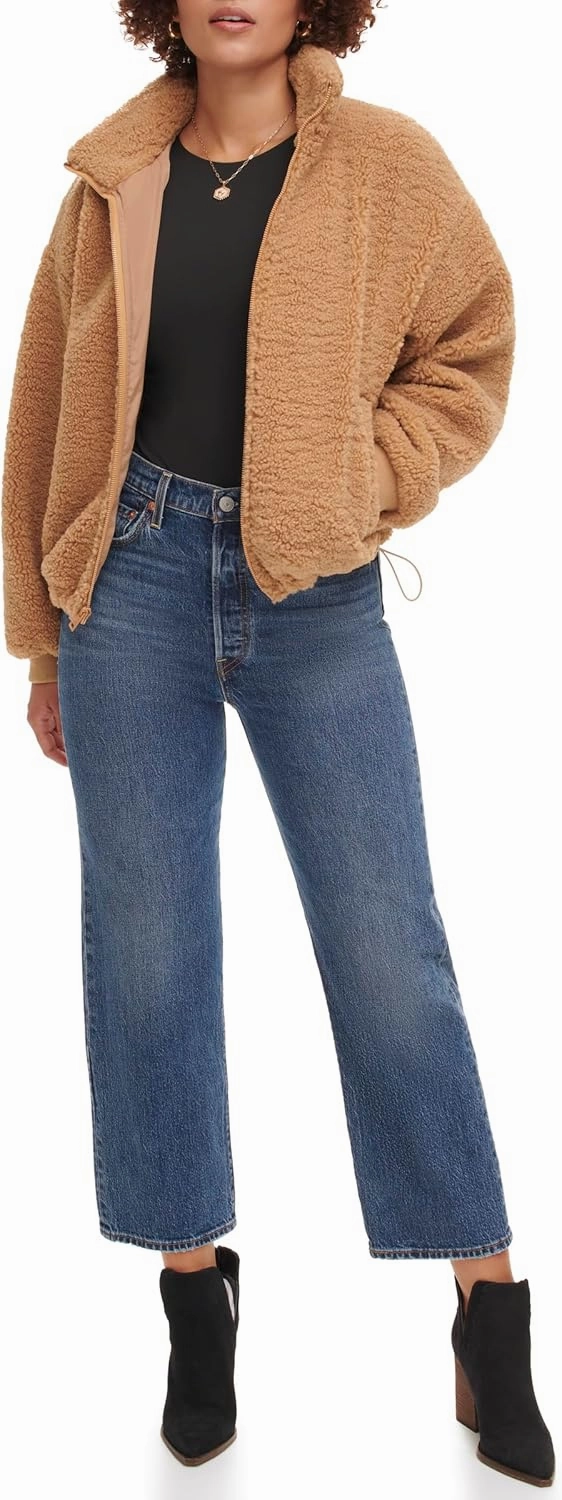Levi's womens Zip Up Sherpa Teddy Jacket (Standard & Plus Sizes)