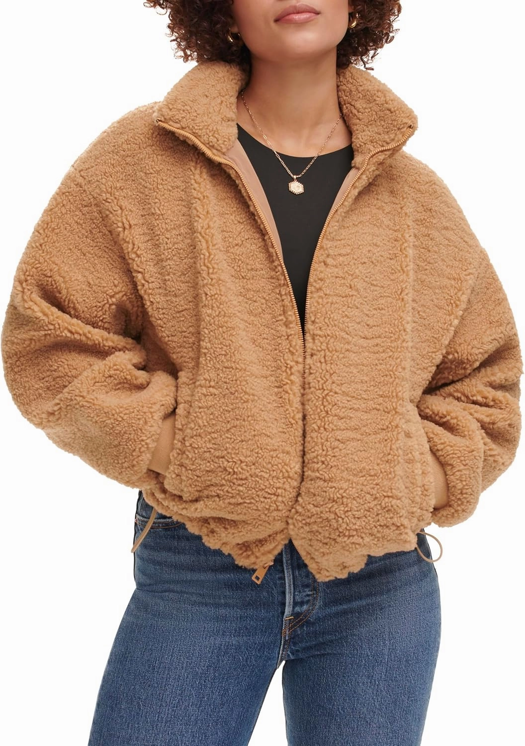 Levi's womens Zip Up Sherpa Teddy Jacket (Standard & Plus Sizes)