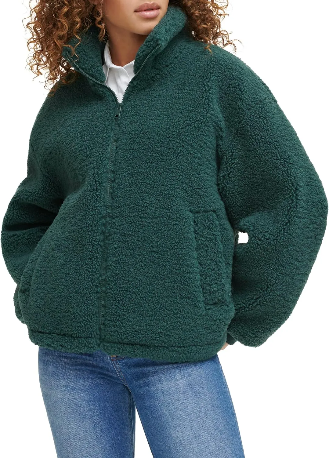 Levi's womens Zip Up Sherpa Teddy Jacket (Standard & Plus Sizes)