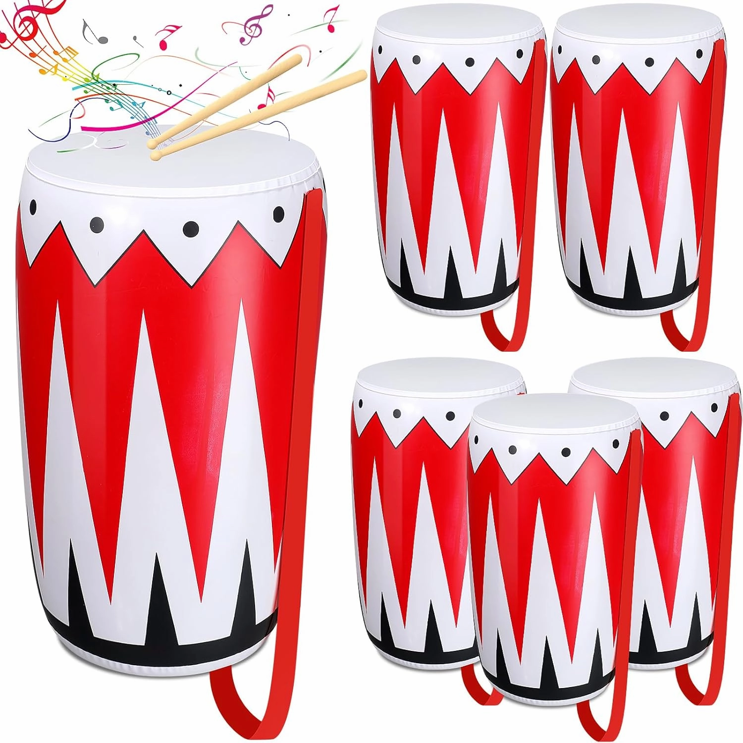 Libima 6 Pack Inflatable Instrument Toys Drum Music Instruments Party Props Decorations 80s 90s Inflatable Props Rock and Roll Music Party Favors Decorations