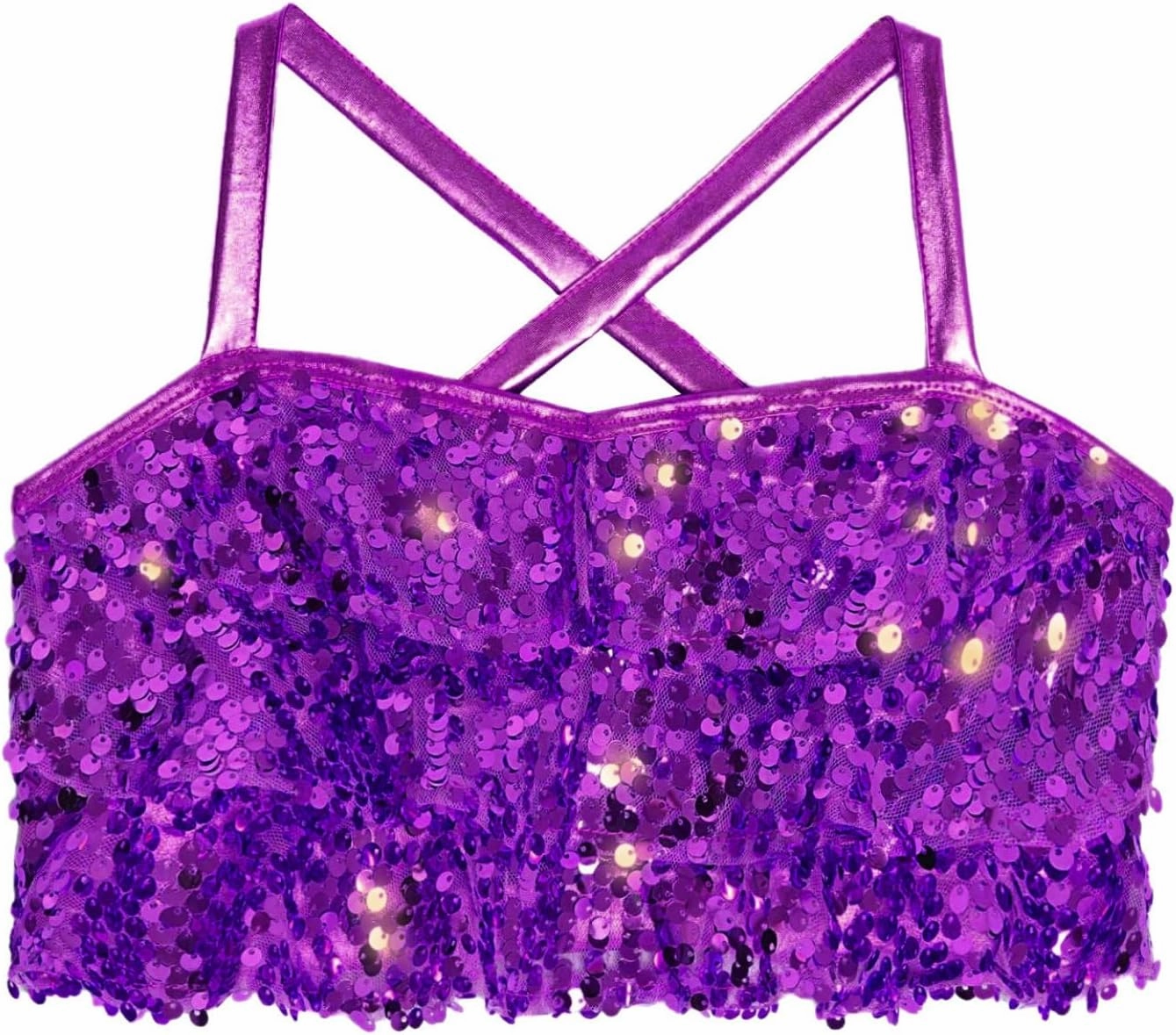 Linjinx Kids Girls Hip Hop Jazz Ballet Latin Rumba Salsa Samba Dance Outfits Sequin Camisole Crop Top and Skirts Set
