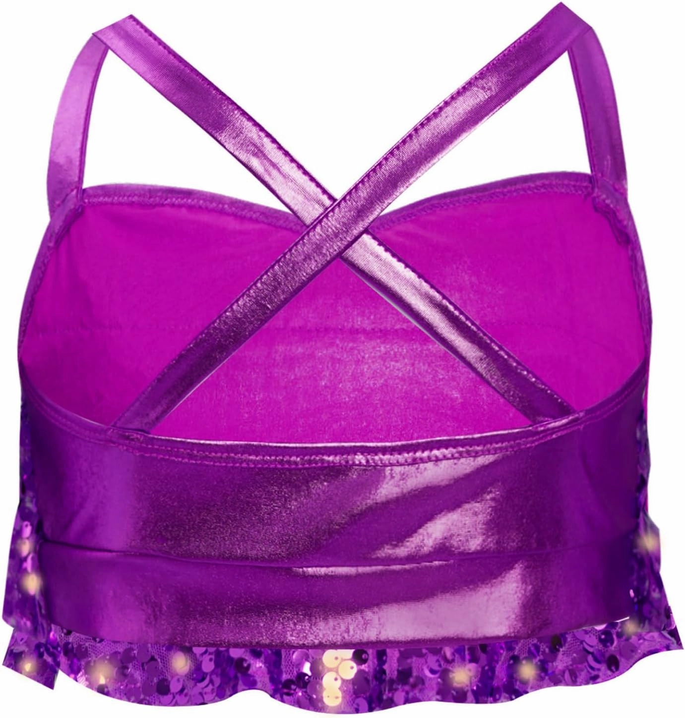 Linjinx Kids Girls Hip Hop Jazz Ballet Latin Rumba Salsa Samba Dance Outfits Sequin Camisole Crop Top and Skirts Set