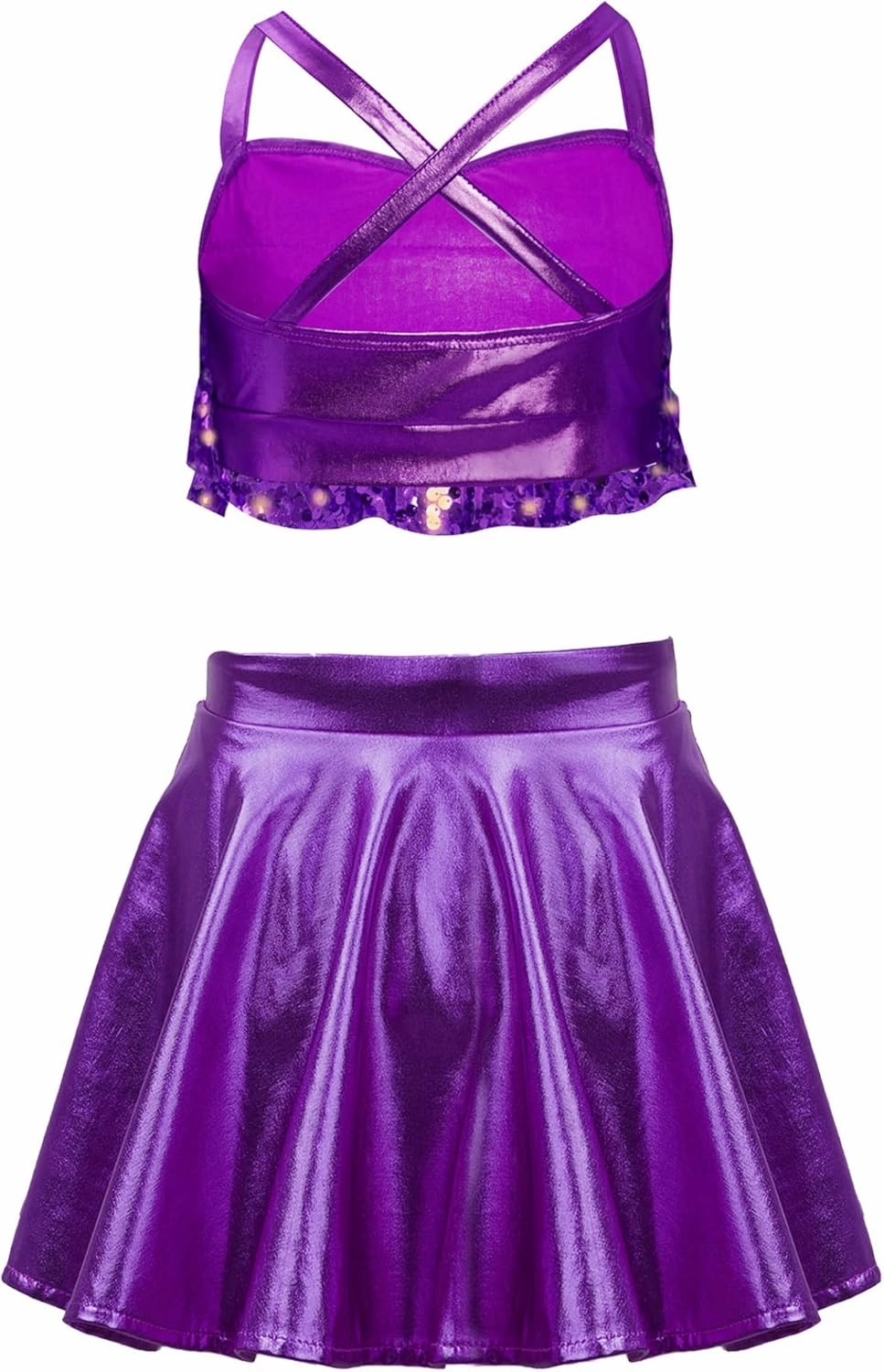 Linjinx Kids Girls Hip Hop Jazz Ballet Latin Rumba Salsa Samba Dance Outfits Sequin Camisole Crop Top and Skirts Set