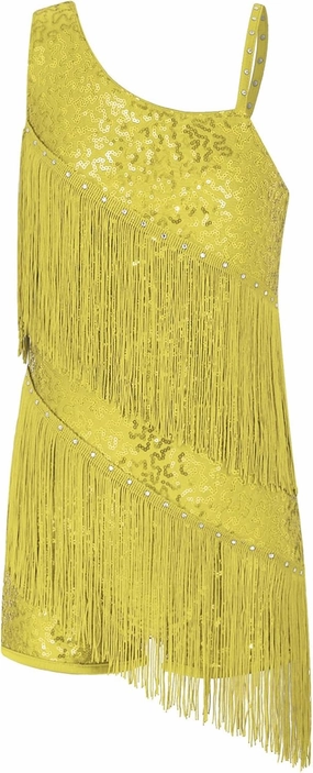 Linjinx Kids Girls Shiny Fringe Latin Dance Dress Ballet Jazz Tango Salsa Samba Ballroom Performance Costume