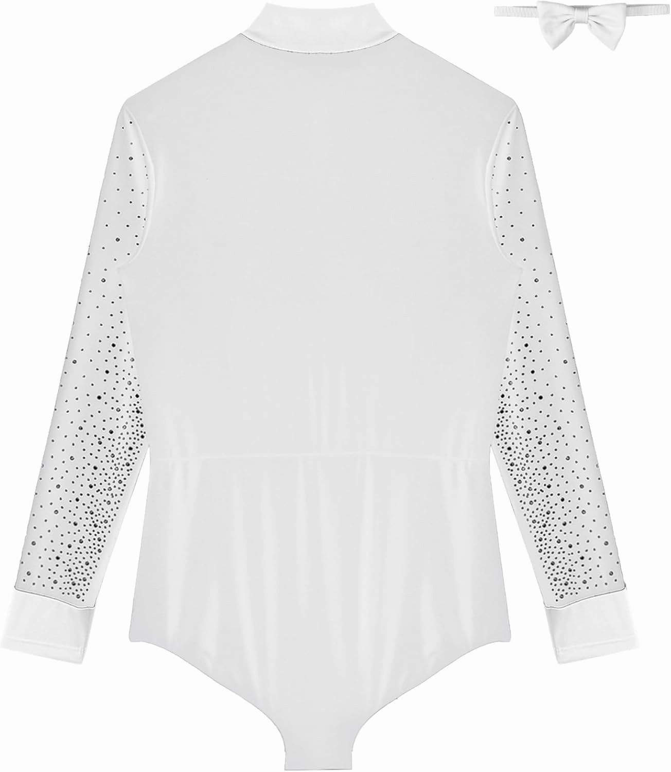 Linjinx Men's Shiny Latin Ballet Dance Shirt Leotard Ballroom Samba Salsa Bodysuit Costume with Bowtie