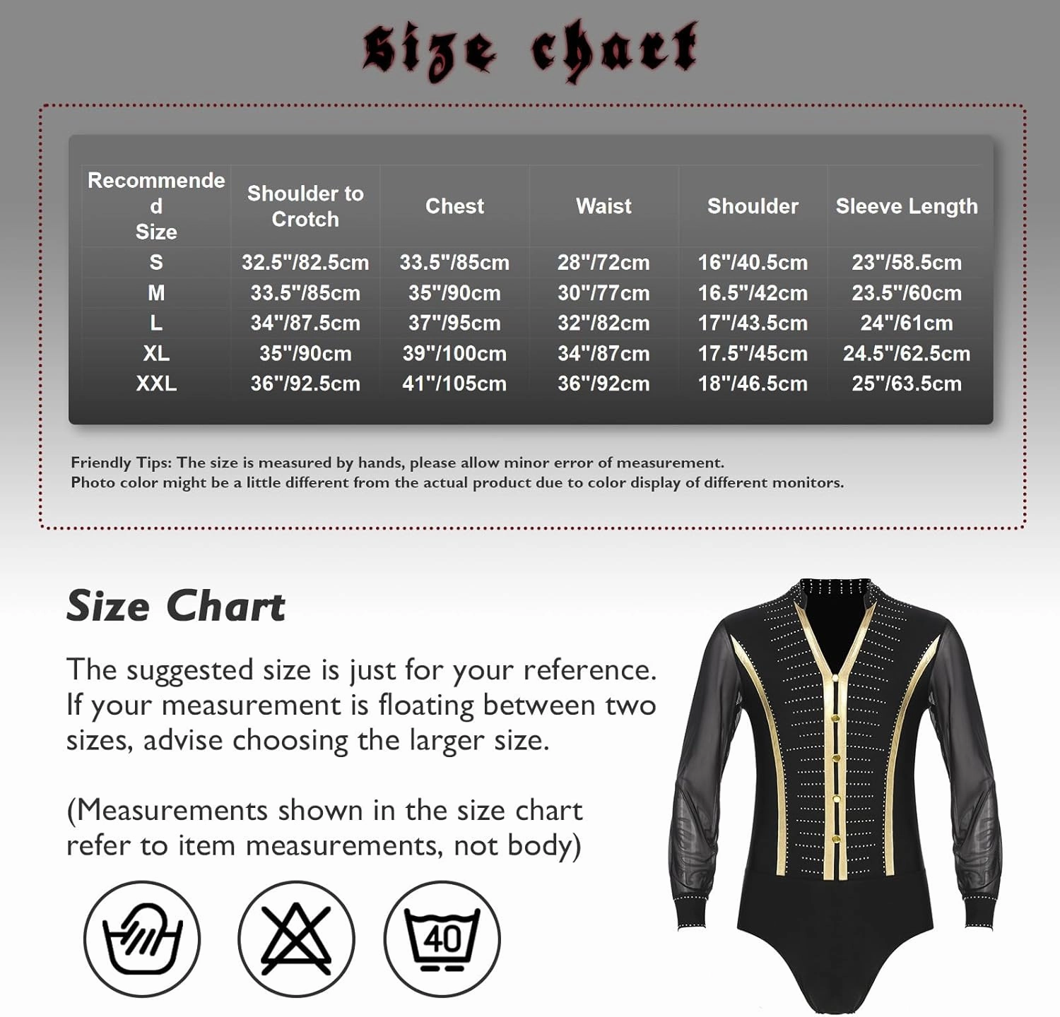 Linjinx Men's Shiny Rhinestones Dance Shirt Leotard Bodysuit Mesh Long Sleeve Ballroom Samba Latin Performance Costume