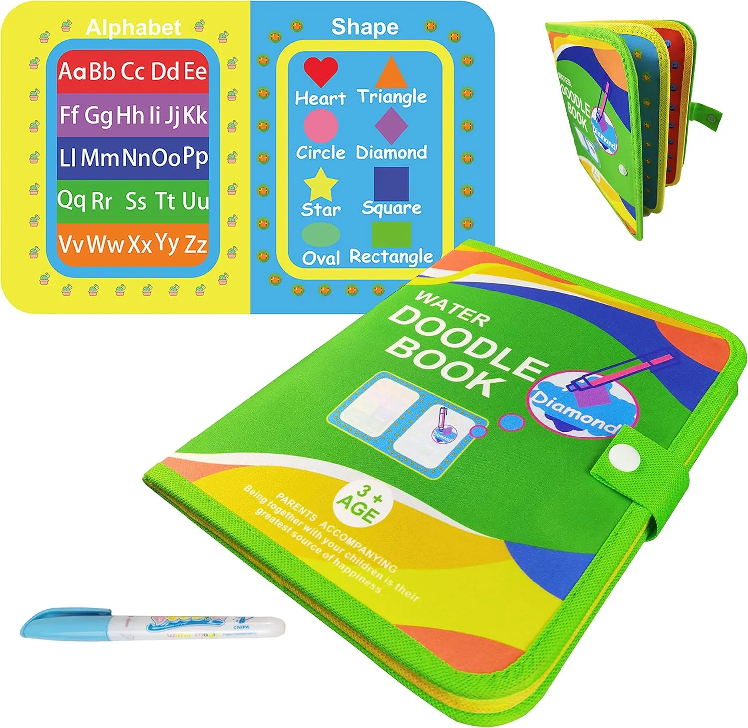 LISKTO Water Doodle Mat Book: Magical Early Childhood Education Toy, Perfect for Travel, Great Gift for Kids