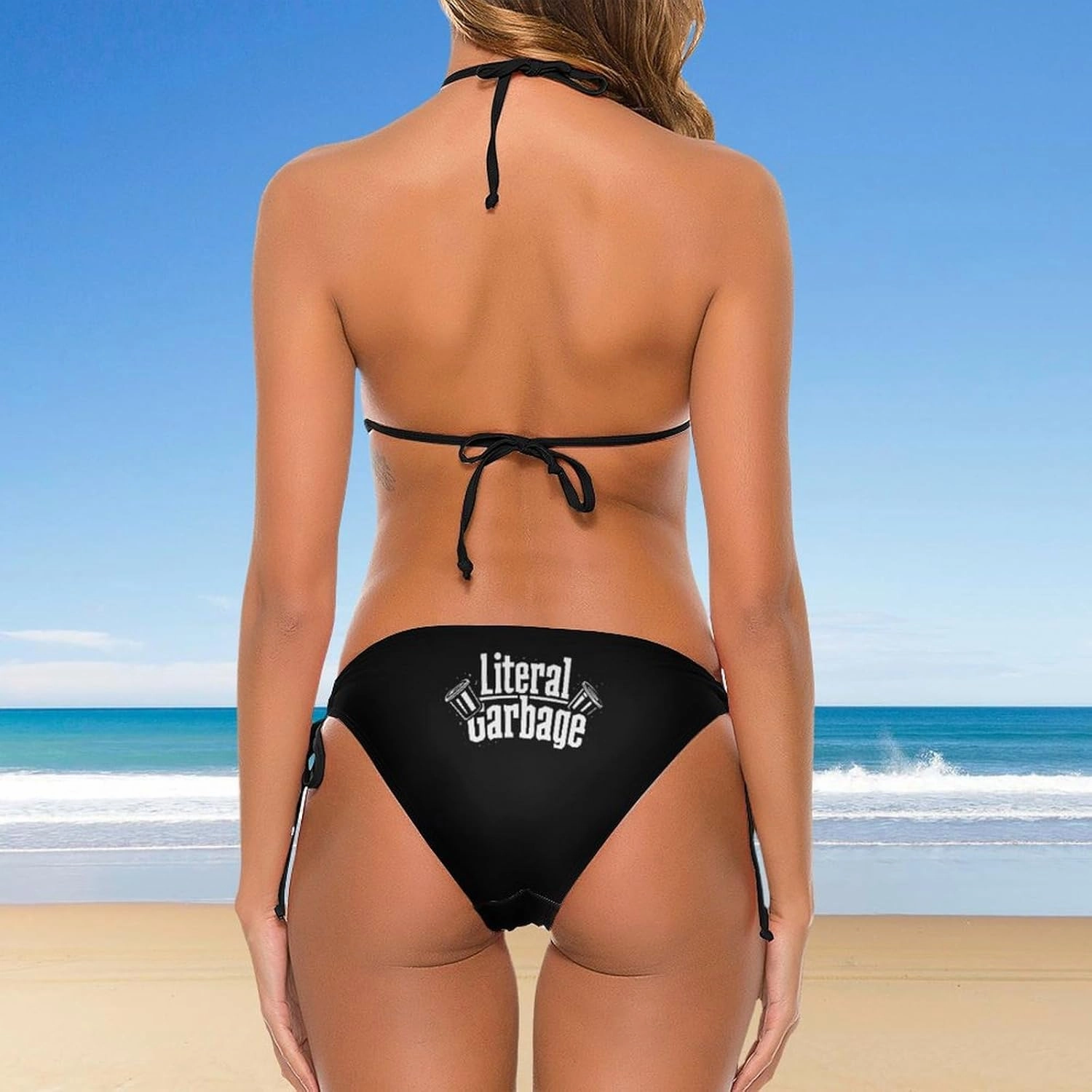 Literal Garbage Two Piece Swimsuit for Women Bathing Suit Bikini Sexy String Swimwear Triangle Tie Side Sets