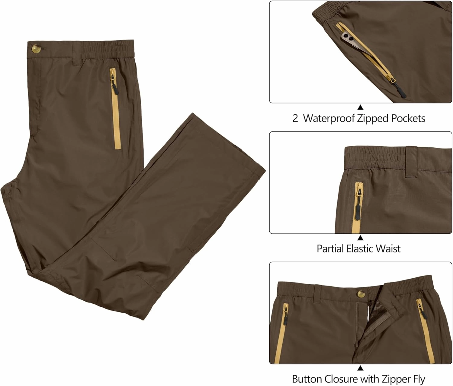 Little Donkey Andy Men's Waterproof Lightweight Rain Pants Breathable Windproof Hiking Golf Fishing Pants