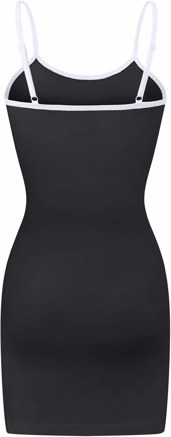 Littleforbig Women Cotton Trendy Retro Patch S-Shaped Adjustable Striped Overall Romper Bodycon Mini Dress
