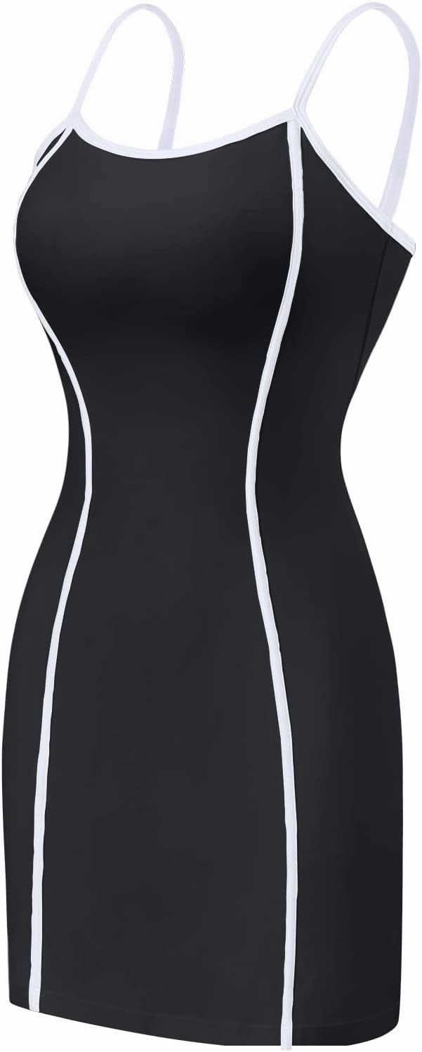 Littleforbig Women Cotton Trendy Retro Patch S-Shaped Adjustable Striped Overall Romper Bodycon Mini Dress