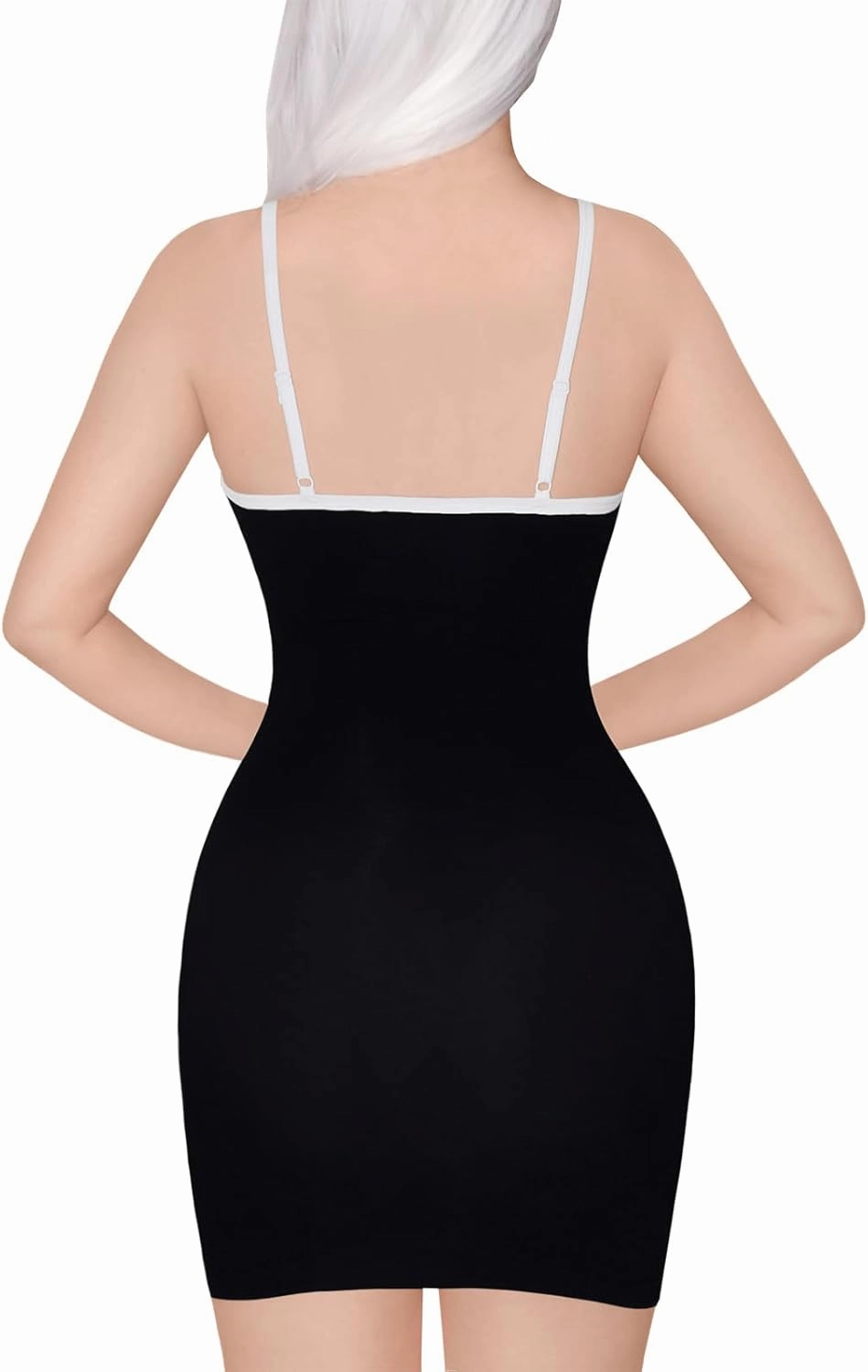 Littleforbig Women Cotton Trendy Retro Patch S-Shaped Adjustable Striped Overall Romper Bodycon Mini Dress