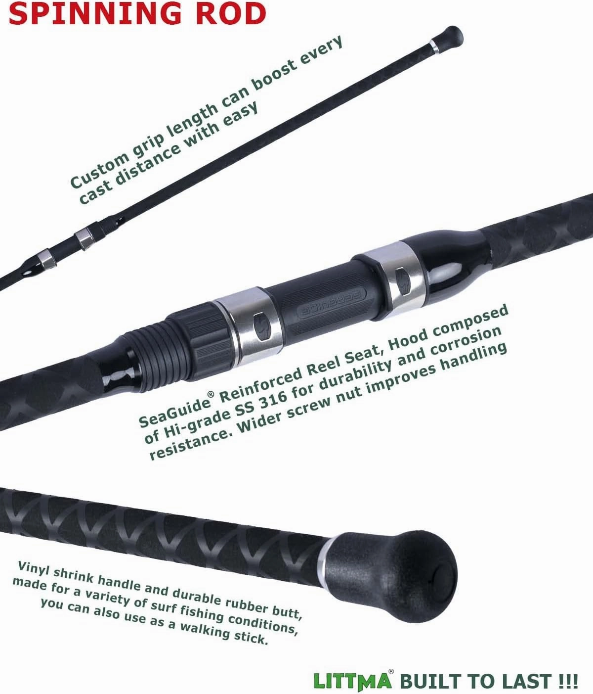 LITTMA—Surf Rods LITTMA Surf Spinning Rod Surf Rods Saltwater 12ft 9ft 10ft 11ft Graphite Surf Rod Surf Casting Rod Surf Fishing Rod Surf Rod Saltwater Surf Travel Rod Surf Rod Barra de Surf Surf Rod